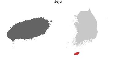 Jeju province blank outline map set vector
