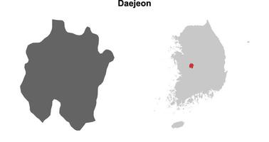 Daejeon province blank outline map set vector