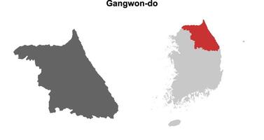 Gangwon-do province blank outline map set vector