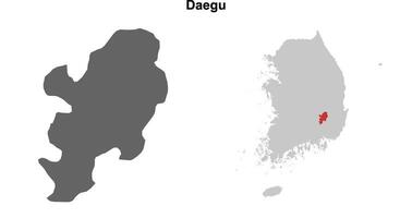 Daegu province blank outline map set vector