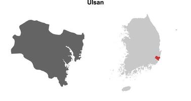 Ulsan province blank outline map set vector