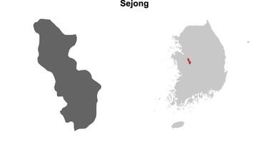 Sejong province blank outline map set vector