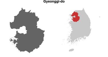 Gyeonggi-do province blank outline map set vector