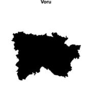 Voru county blank outline map vector