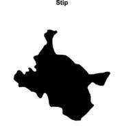 Stip municipality blank outline map vector