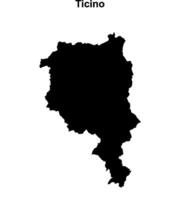 Ticino canton blank outline map vector