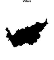 Valais canton blank outline map vector