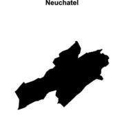 Neuchatel canton blank outline map vector