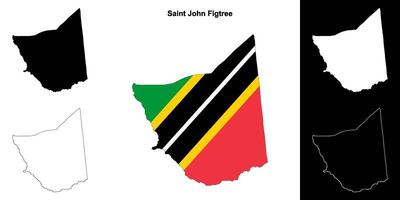 Saint John Figtree parish outline map set vector