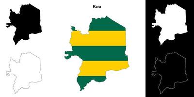 Kara region outline map set vector