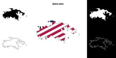 Saint John district outline map set vector