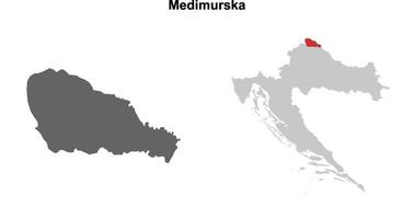 Medimurska county blank outline map set vector