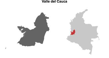Valle del Cauca department blank outline map set vector