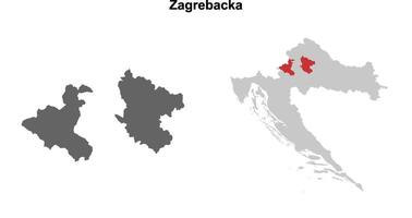 Zagrebacka county blank outline map set vector