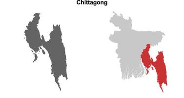 Chittagong division blank outline map set vector