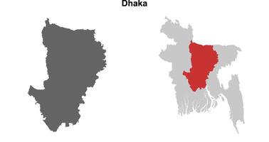 Dhaka division blank outline map set vector
