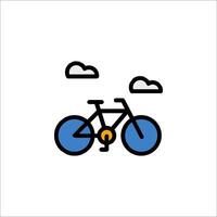 A bicycle icon with clouds and a blue sky vector