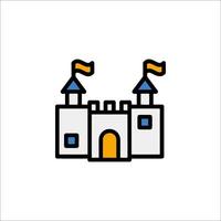 A castle icon with two flags on top vector
