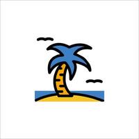 A palm tree on the beach with a blue sky vector