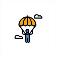 A man with a parachute icon vector