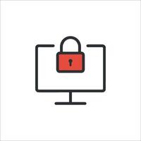 A computer monitor with a padlock icon vector