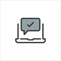 A laptop with a check mark on it vector