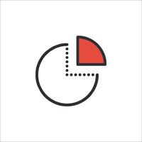 A pie chart icon with a red slice vector