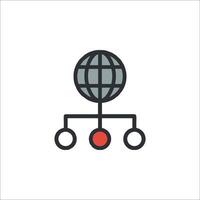 A globe icon with a red dot on it vector