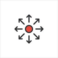 An icon of a circle with arrows pointing in different directions vector