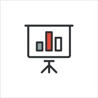 A presentation on a white background with a bar graph vector