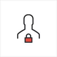 A man with a lock icon on a white background vector