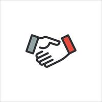 A handshake icon with a red and black border vector