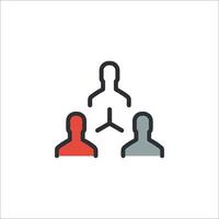A group of people in a circle with a red arrow vector