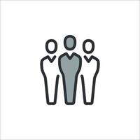 A group of people standing in a line, with one person standing in the middle vector