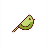 A bird icon with a green beak vector