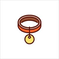 A dog collar with a gold chain hanging from it vector
