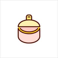 A pink and yellow pot with a lid on it vector