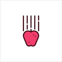 A strawberry with a fork and knife icon vector