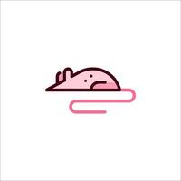 A pink mouse is lying on its side in a line vector