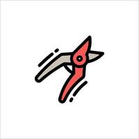 A red and black scissors icon on a white background vector