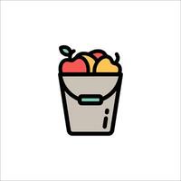 A bucket full of apples and oranges on a white background vector