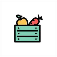 A box with fruit and vegetables in it vector