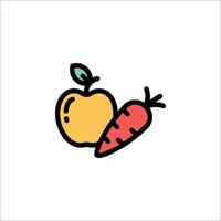 A carrot and apple icon on a white background vector