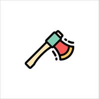 An axe icon with a red handle and a green handle vector