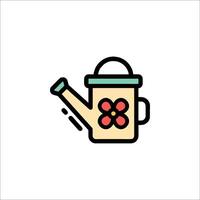 A watering can icon with a flower on it vector