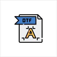 The icon for the document with the word otf vector