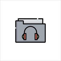 A folder with headphones and a music player icon vector
