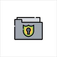 A folder with a key and shield icon vector