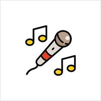 A microphone and music notes icon vector