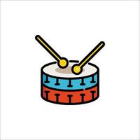 Drum icon in line style on white background vector